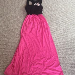 Pink and Black Maxi Dress